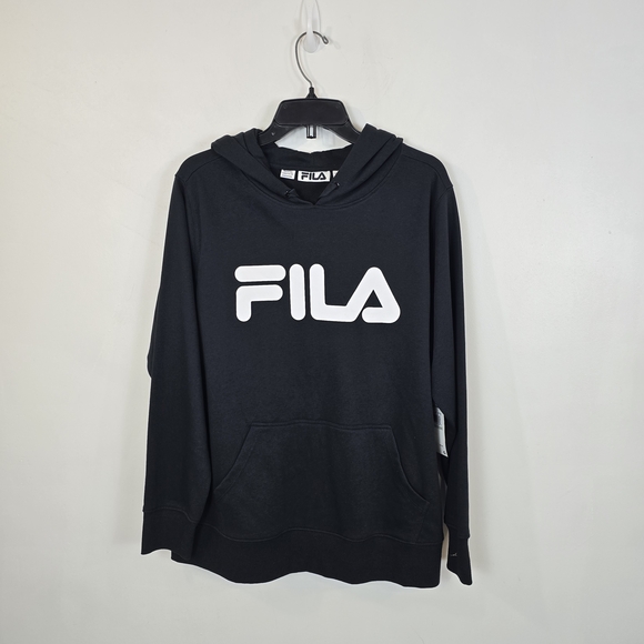 FILA Pullover Hoodie 1X Navy Fleece Logo Kangaroo Pocket - Picture 3 of 10